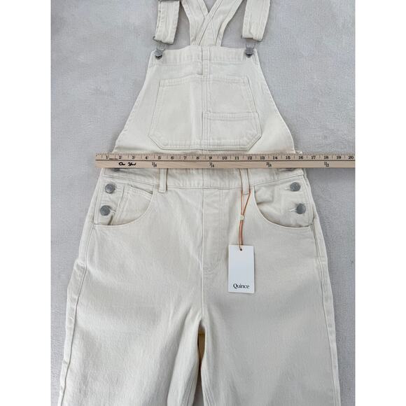 Quince Womens Ivory Denim Overalls White Jeans Pantsuit Jumpsuit NWT S run big - Picture 4 of 9